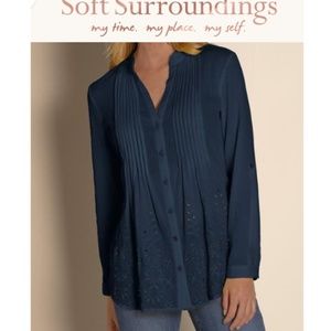 Soft Surroundings Embroidered Glam Gauze Shirt Top